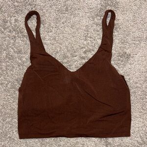 Brown V-Neck Crop Top